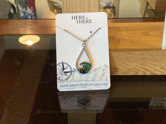 Open Sky Wave Tear Drop Pendant Necklace