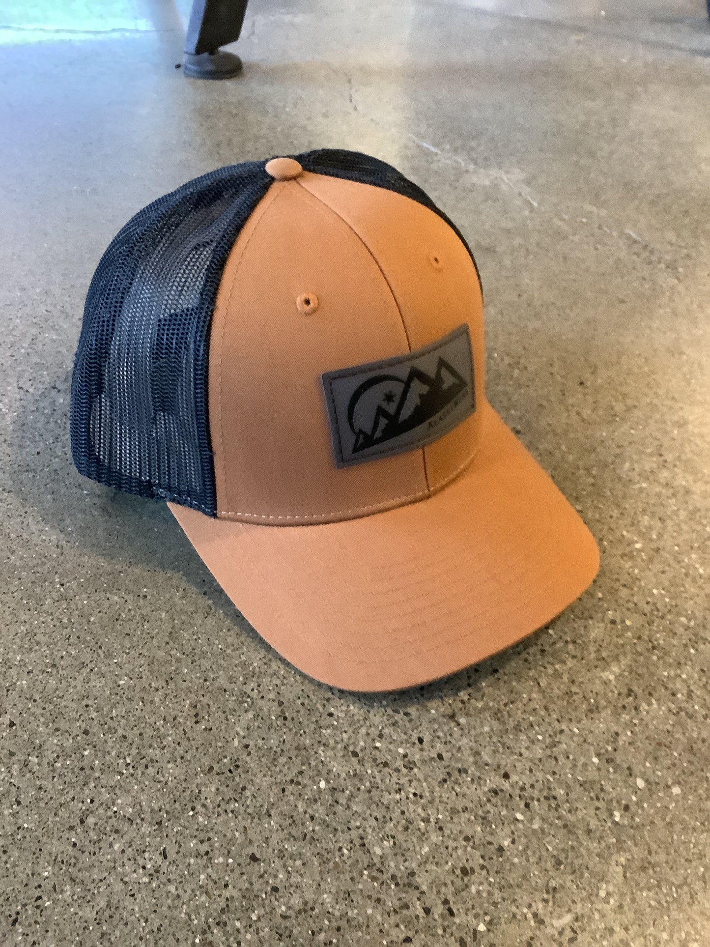 Curved Bill - Tan, Black Mesh