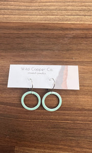 Mint Circle Enamel Earrings