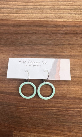 Mint Circle Enamel Earrings