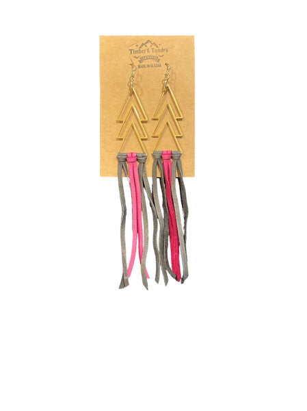 Tree Fringe Leather Earrings