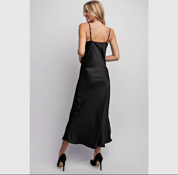 Cowl Neck Satin Maxi Dress