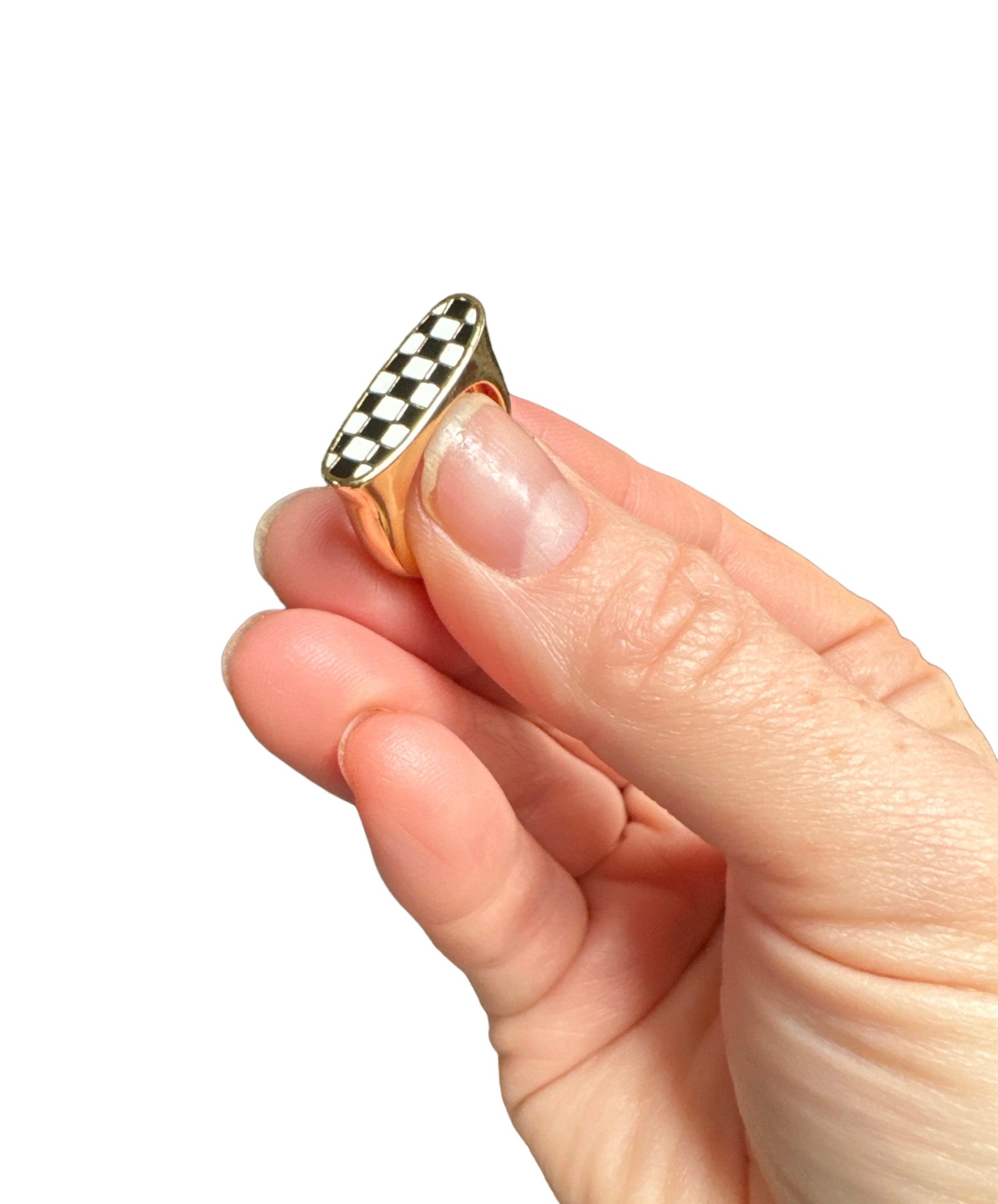 Checkered Gold Ring