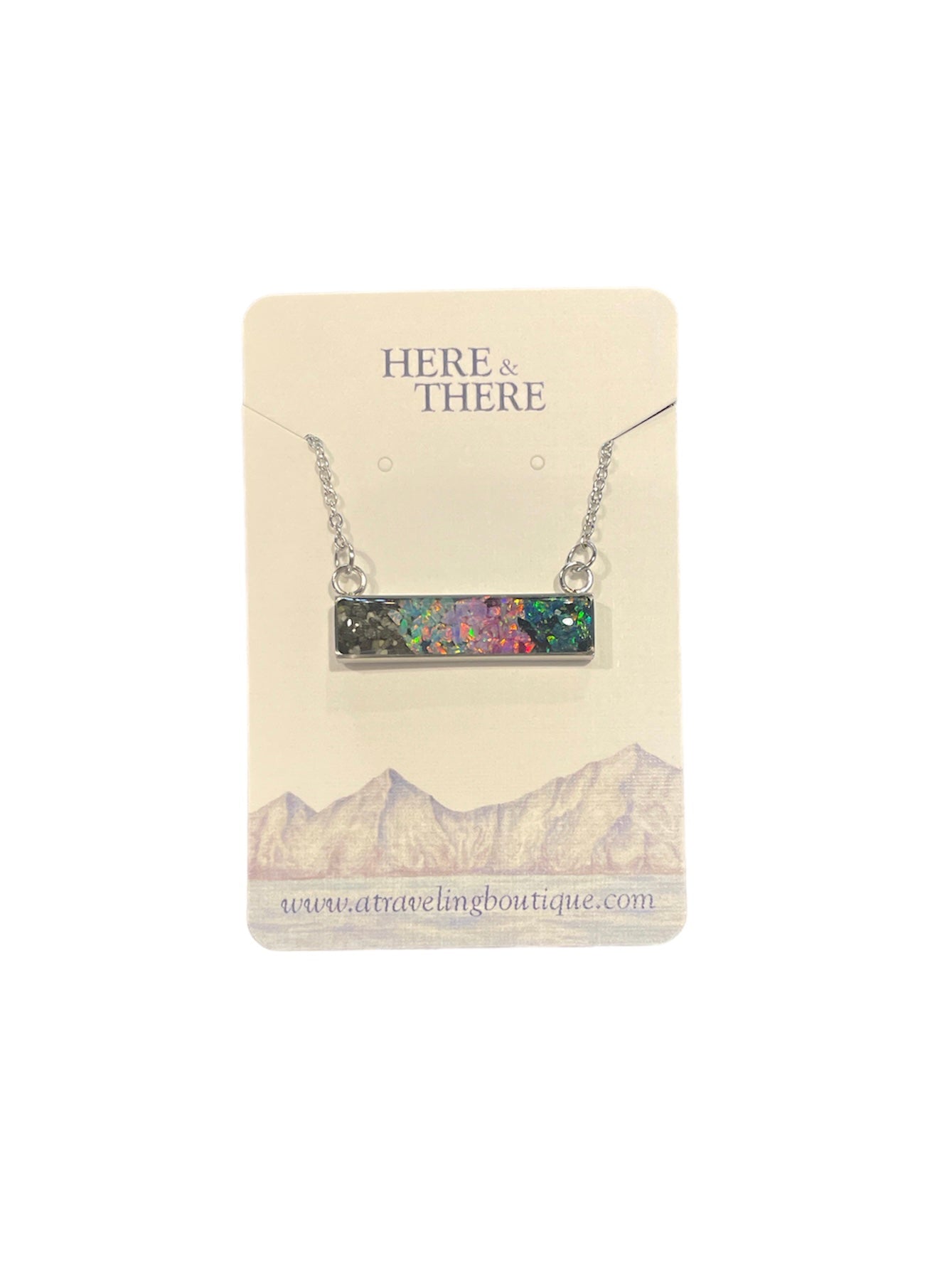 Alaska Destination Horizontal Bar Necklace-Local-Ketchikan W/ Opal 18 In-Bottoms Up Boutique-Anchorage AK