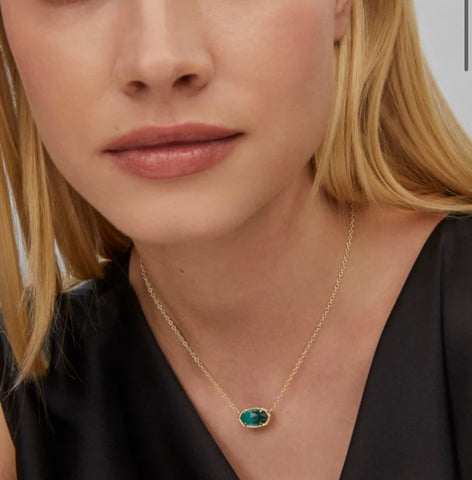 Elisa Gold Pendant Necklace in Emerald Cat’s Eye