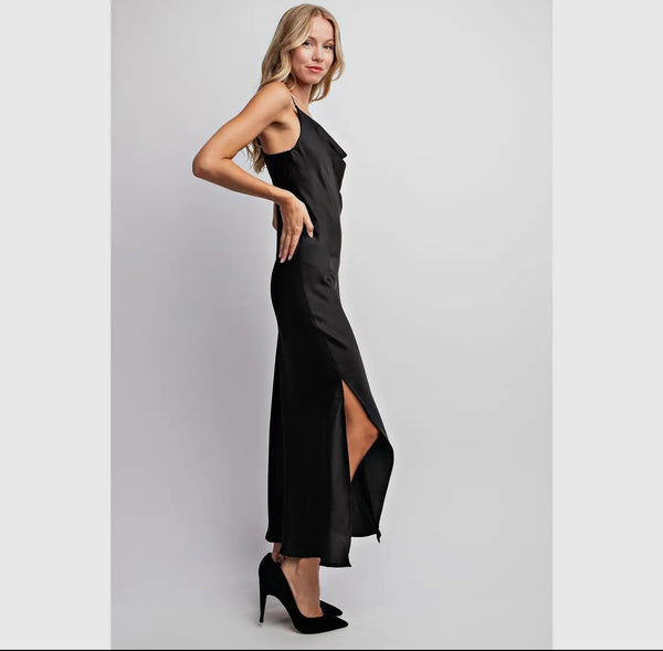 Cowl Neck Satin Maxi Dress