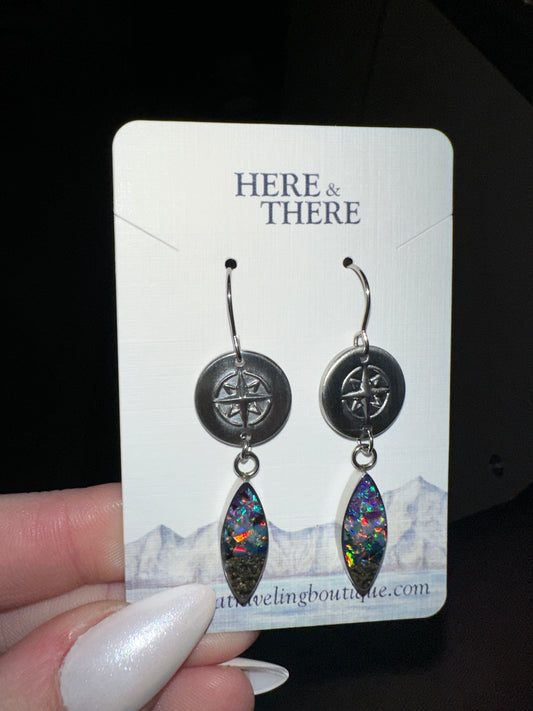 Destination Compass Drop Earrings-Local-Prince of Wales Sand w/ Opal-Bottoms Up Boutique-Anchorage AK