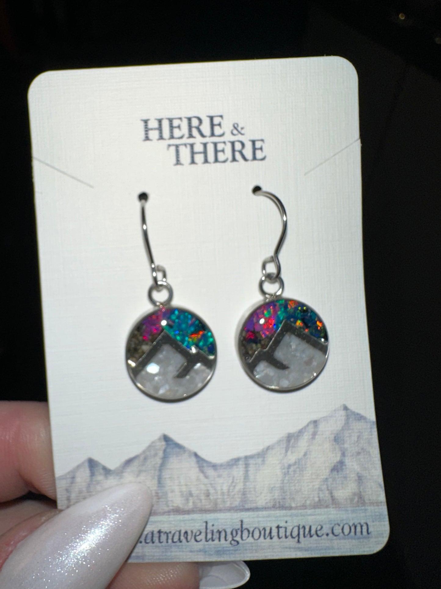 Destination Sand Mountain Dangle Earrings-Local-Kincaid Park Sand Dunes w/ Opal-Bottoms Up Boutique-Anchorage AK