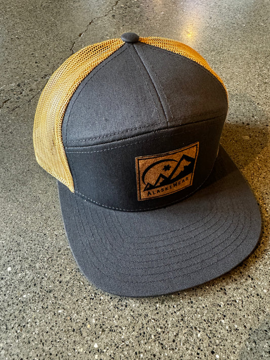 Adult Trucker - Charcoal & Yellow Mesh-Hat-Bottoms Up Boutique-Anchorage AK