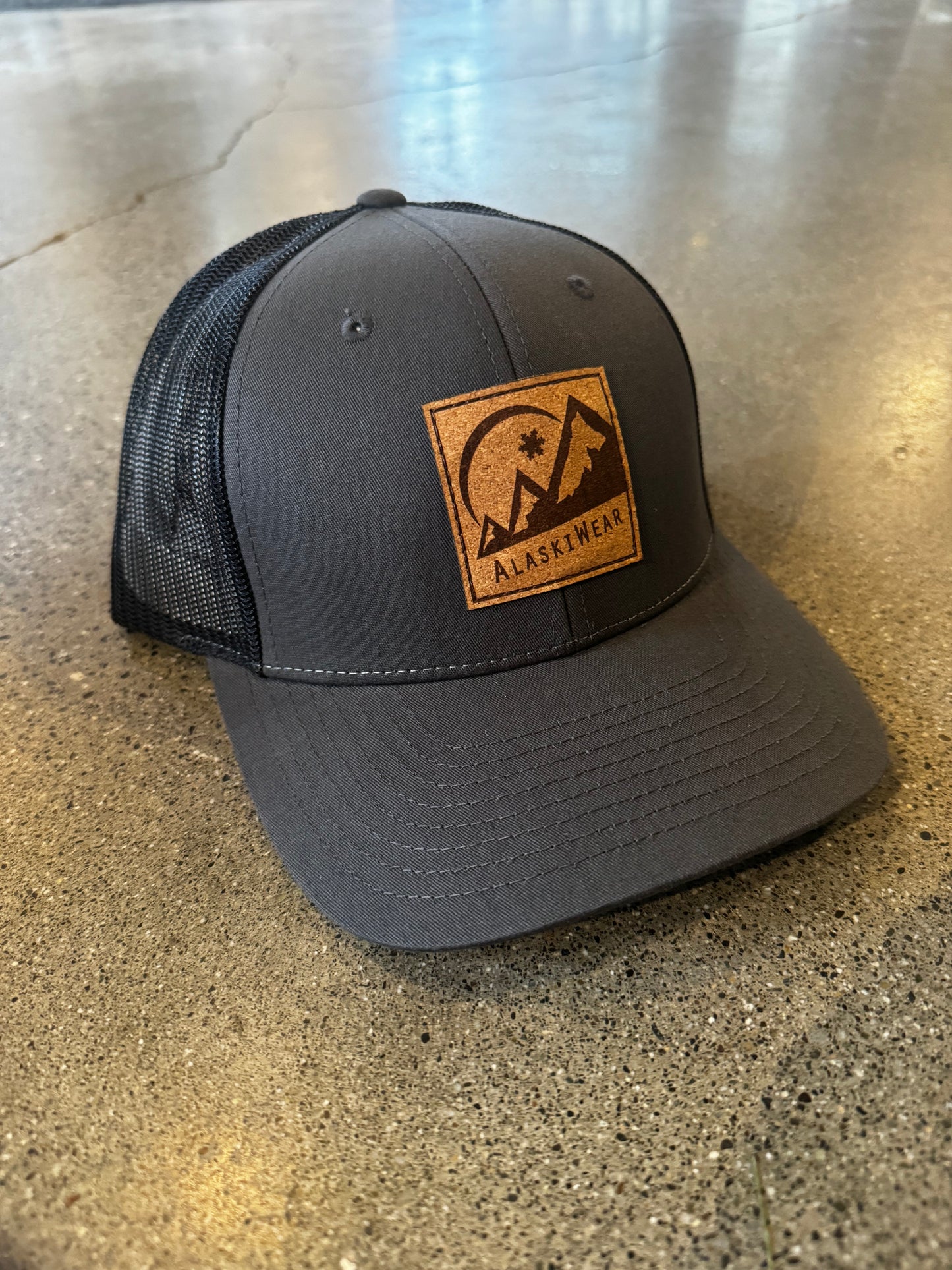 Adult Alaskiwear Curved Bill Hat- Assorted-Hat-Charcoal w/Cork Patch-Bottoms Up Boutique-Anchorage AK