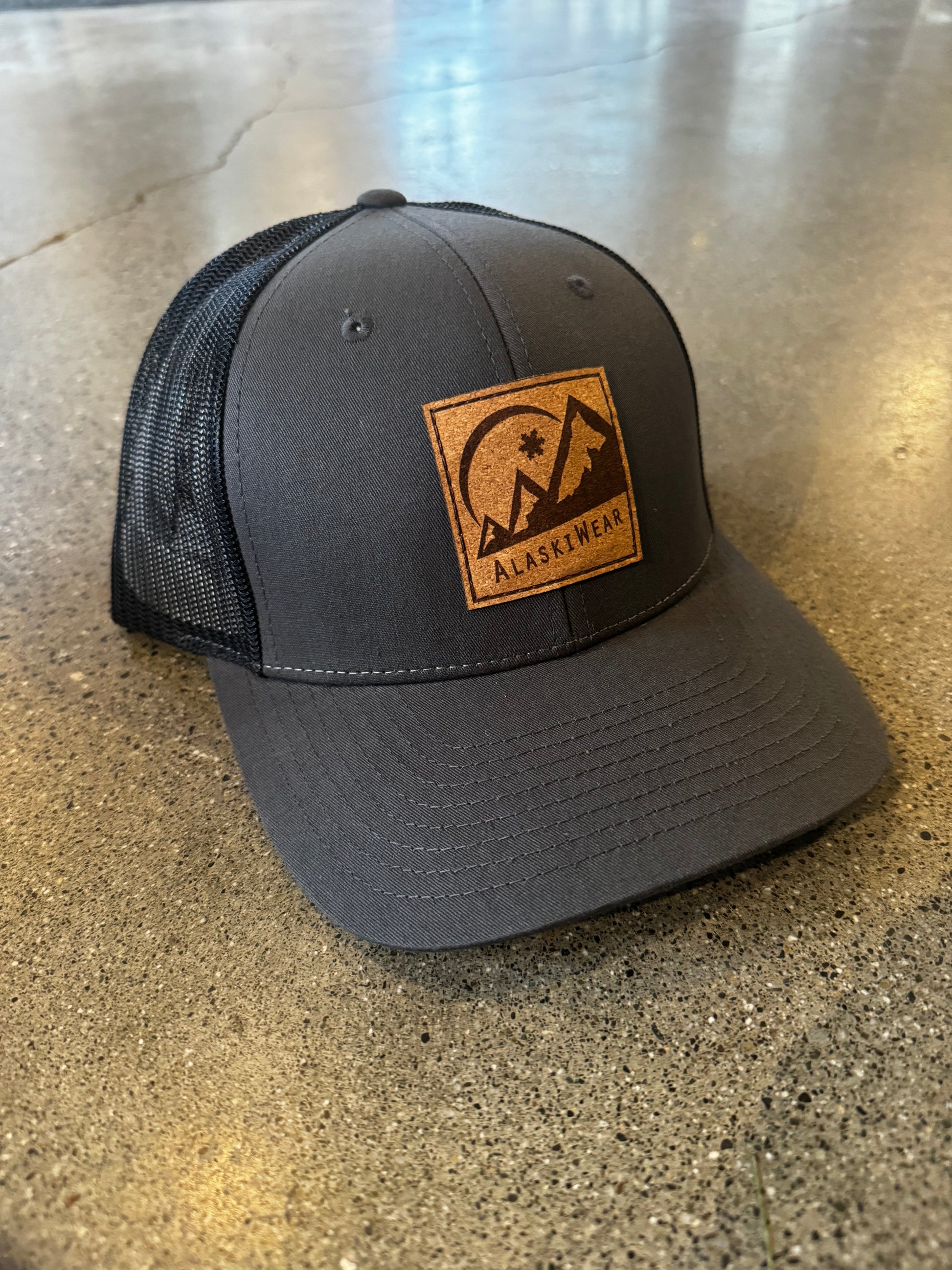 Adult Alaskiwear Curved Bill Hat- Assorted-Hat-Charcoal w/Cork Patch-Bottoms Up Boutique-Anchorage AK