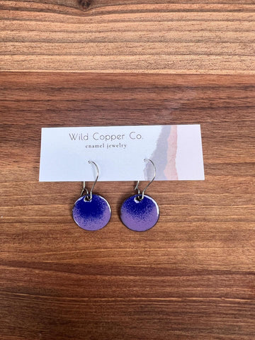 Gradient Purple Round Enamel Earrings