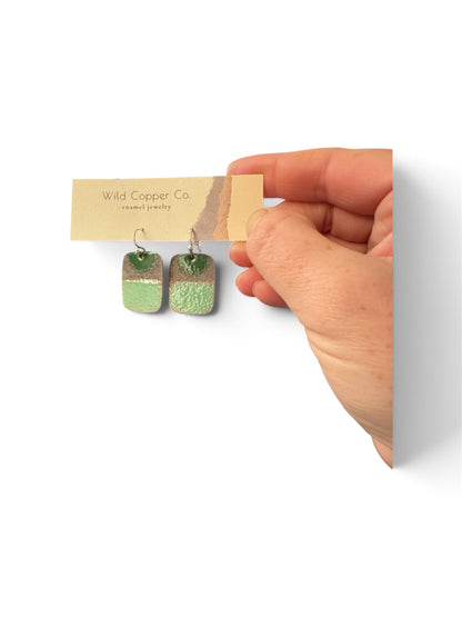 Wild Copper Co. Fall Earrings-Earrings-Wild Copper Co.-Green Rectangle-Bottoms Up Boutique