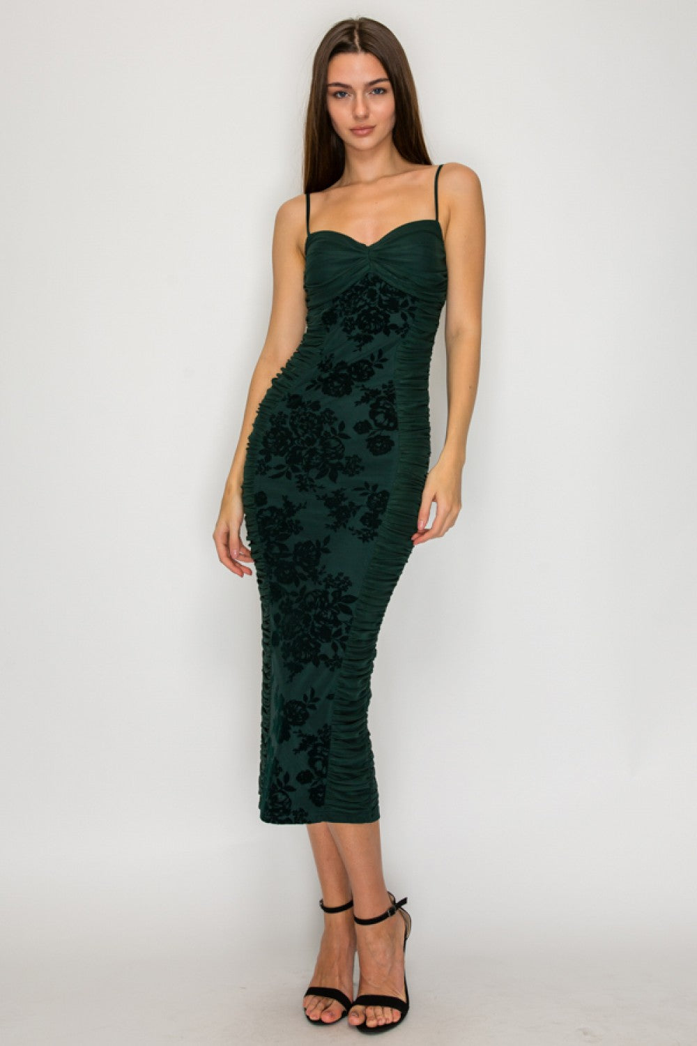 Hunter Velvet Flower Midi Dress