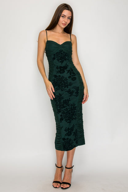 Hunter Velvet Flower Midi Dress