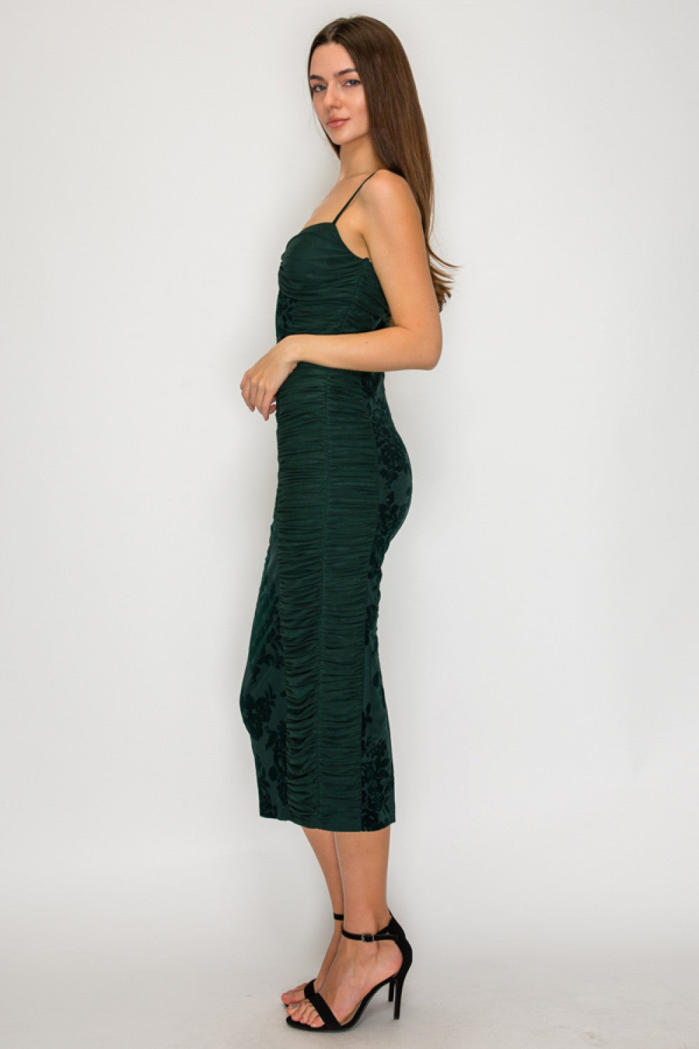 Hunter Velvet Flower Midi Dress