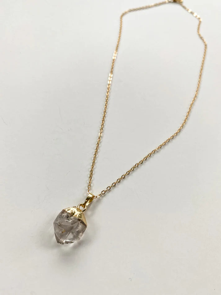 Smoky Herkimer Diamond Gold Pendant