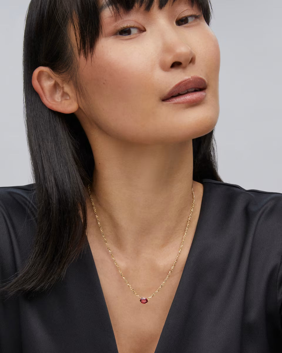 Cailin Gold Burgundy Crystal Pendant Necklace