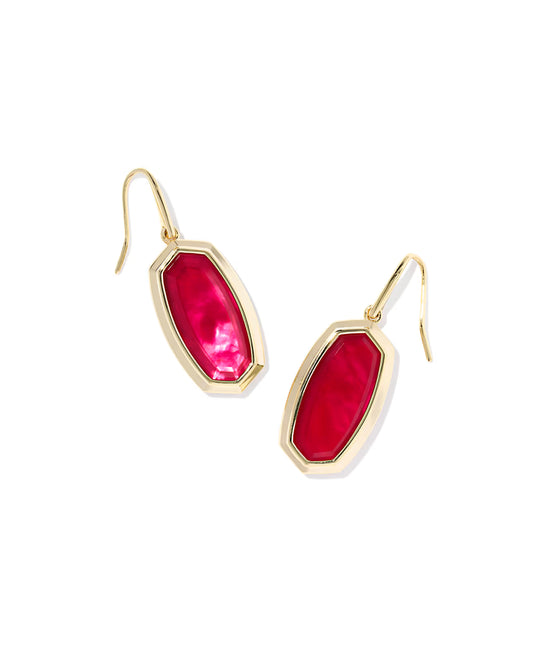 Dani Bezel Gold Carmine Red Illusion Earrings