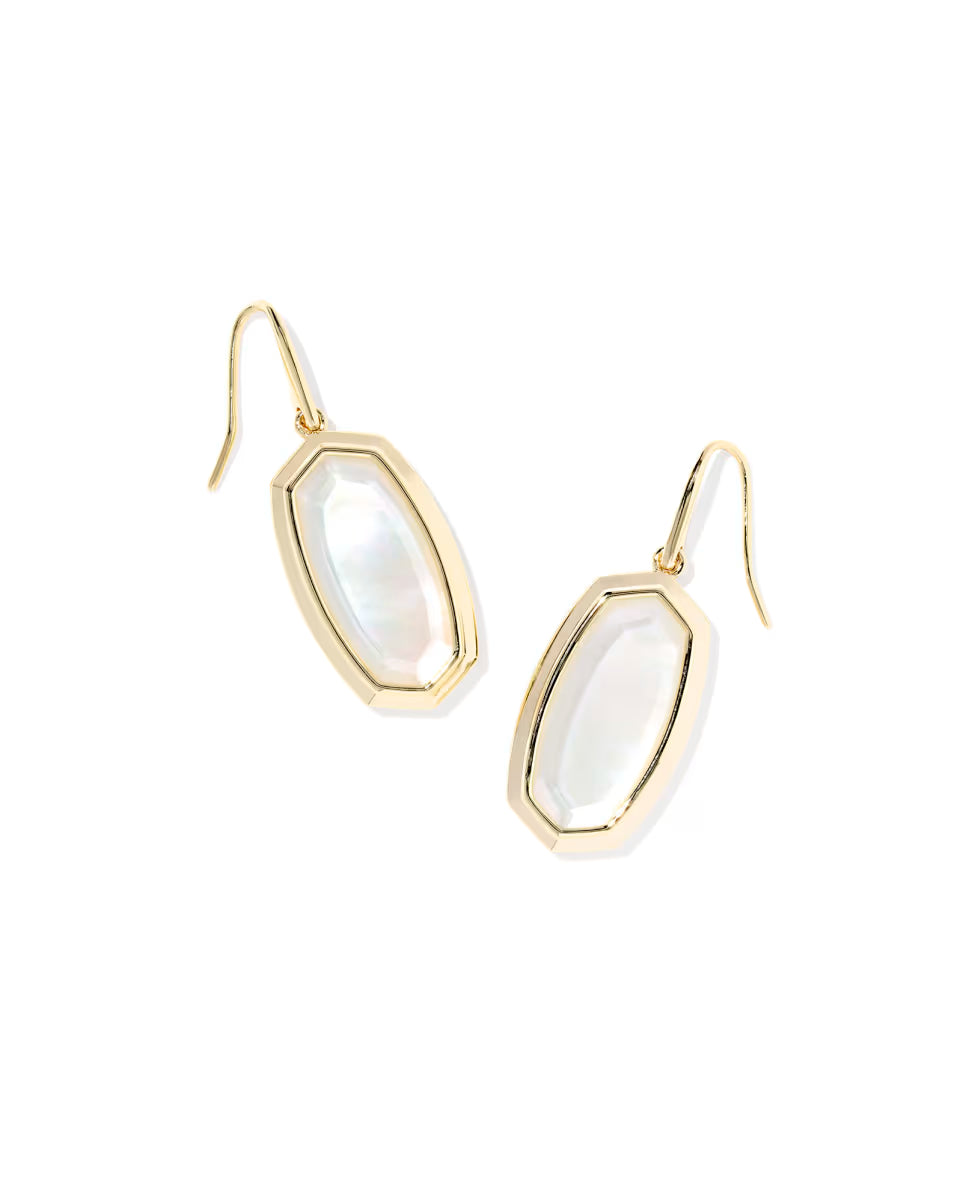Dani Bezel Gold Ivory Mother of Pearl Earrings
