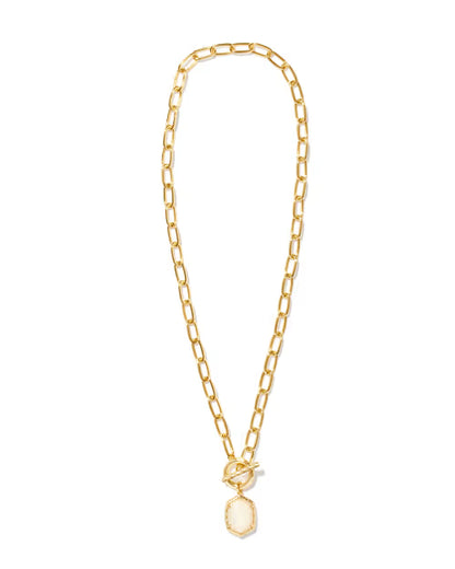 Daphne Gold Link and Chain Necklace in Ivory Mother-of-Pearl
