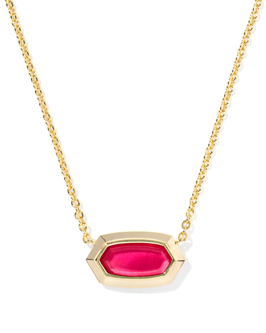 Elisa Bezel Gold Carmine Red Illusion Necklace