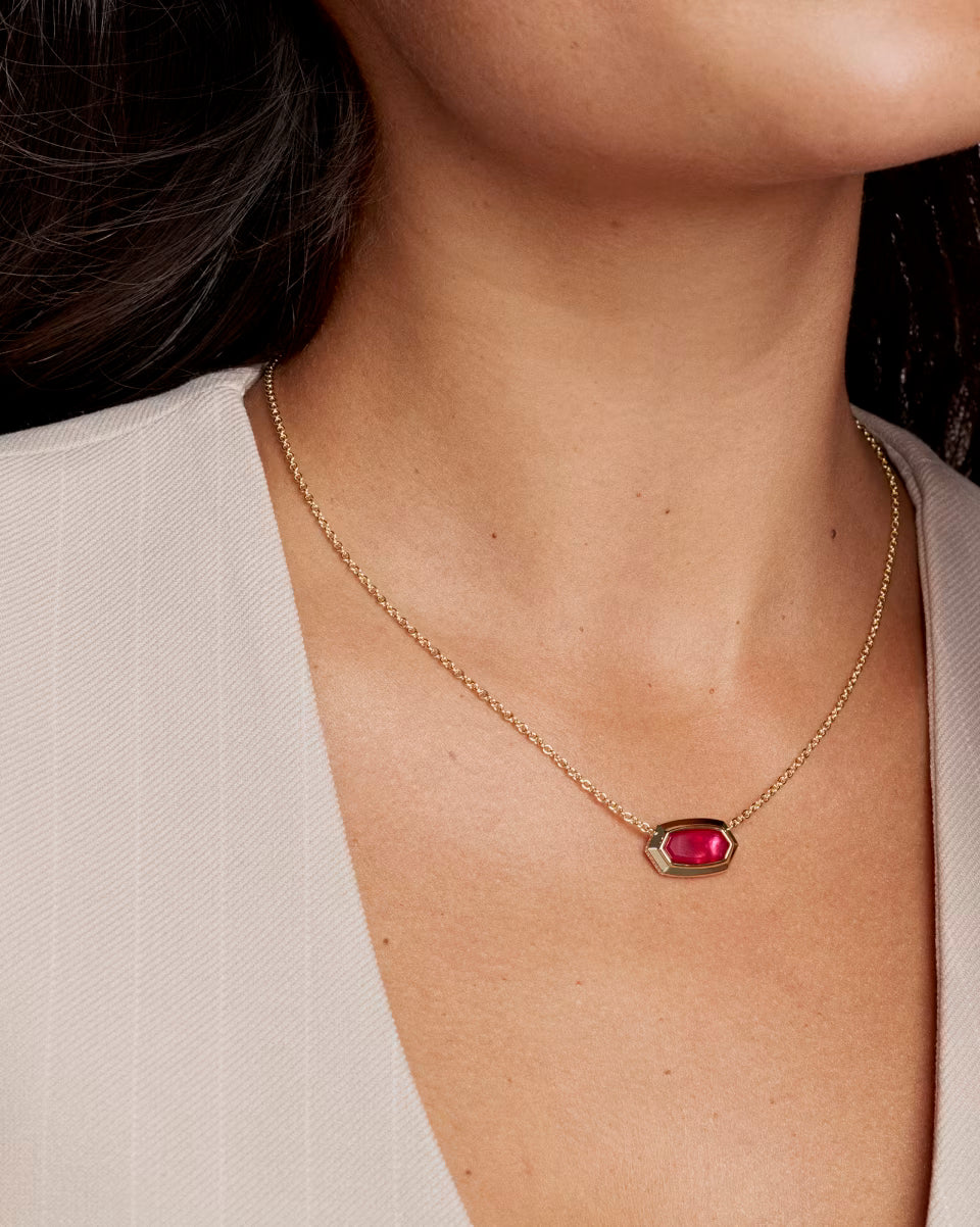 Elisa Bezel Gold Carmine Red Illusion Necklace