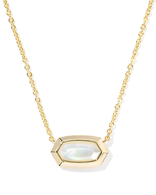 Elisa Bezel Gold Ivory Mother of Pearl Necklace