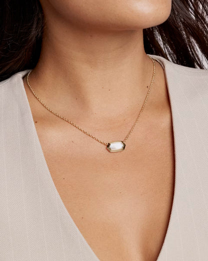 Elisa Bezel Gold Ivory Mother of Pearl Necklace