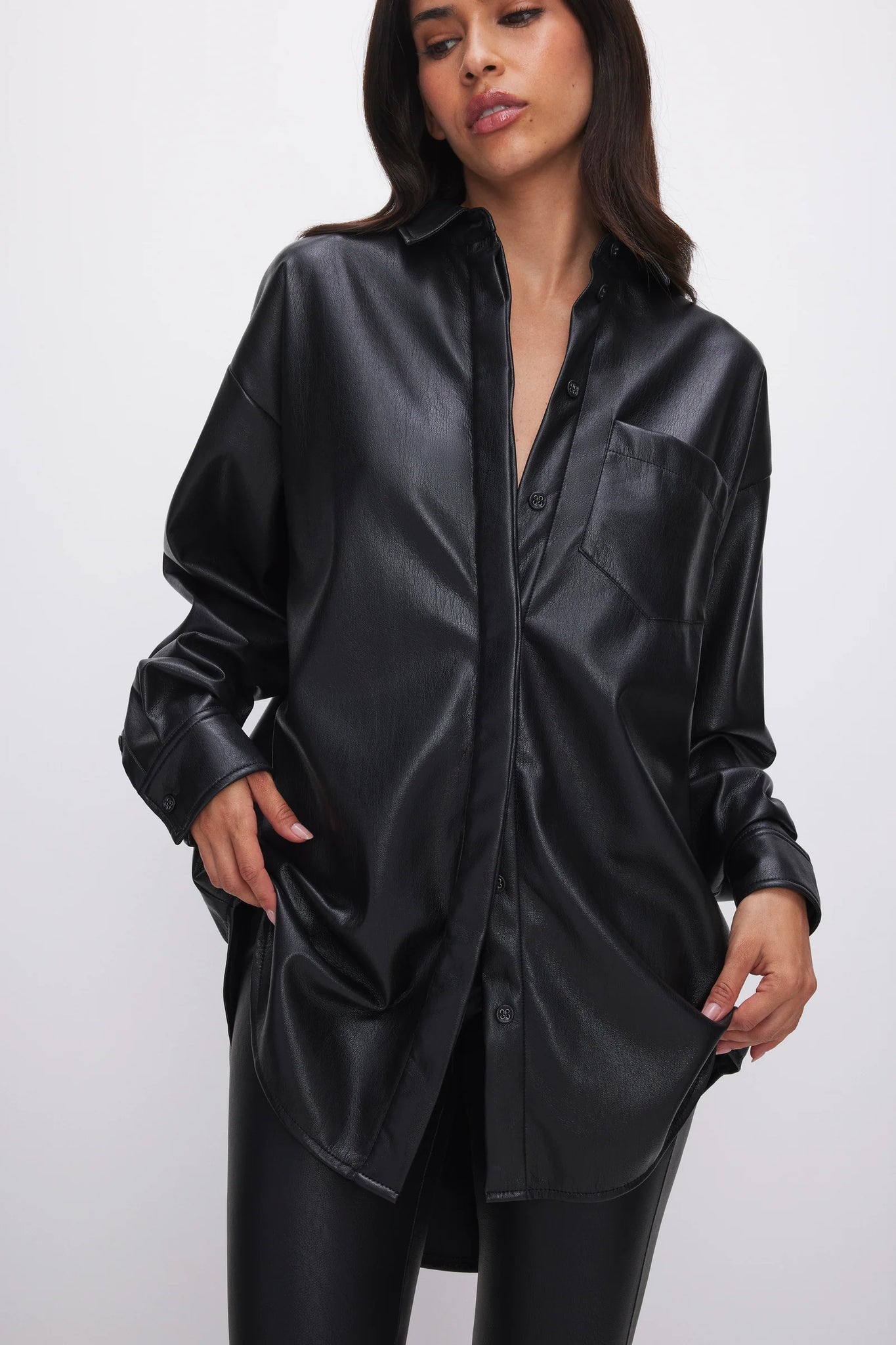Faux Leather Good Shirt