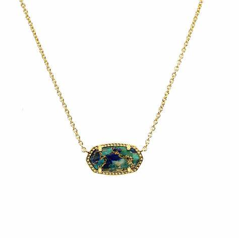 Elisa Gold Pendant Necklace in Bronze Veined Lapis