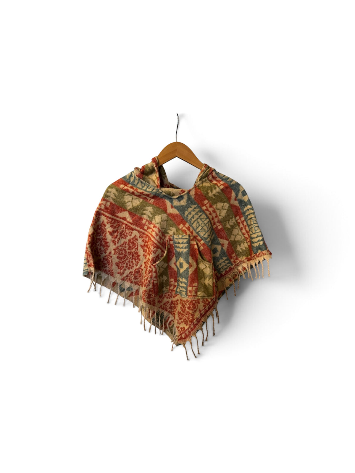 Kids Poncho L (4T-6)-Local-Alaskiwear-Cream/Green/Red/Blue-Bottoms Up Boutique