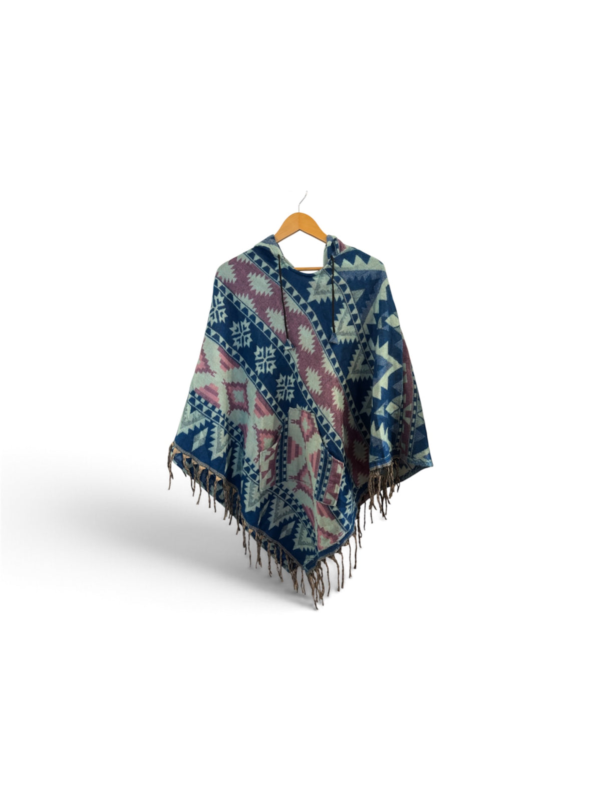 Adult Blanket Poncho Long-Kimonos, Cardigans & Wraps-Alaskiwear-Purple/Blue-Bottoms Up Boutique