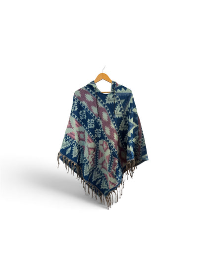 Adult Blanket Poncho Long-Kimonos, Cardigans & Wraps-Alaskiwear-Purple/Blue-Bottoms Up Boutique