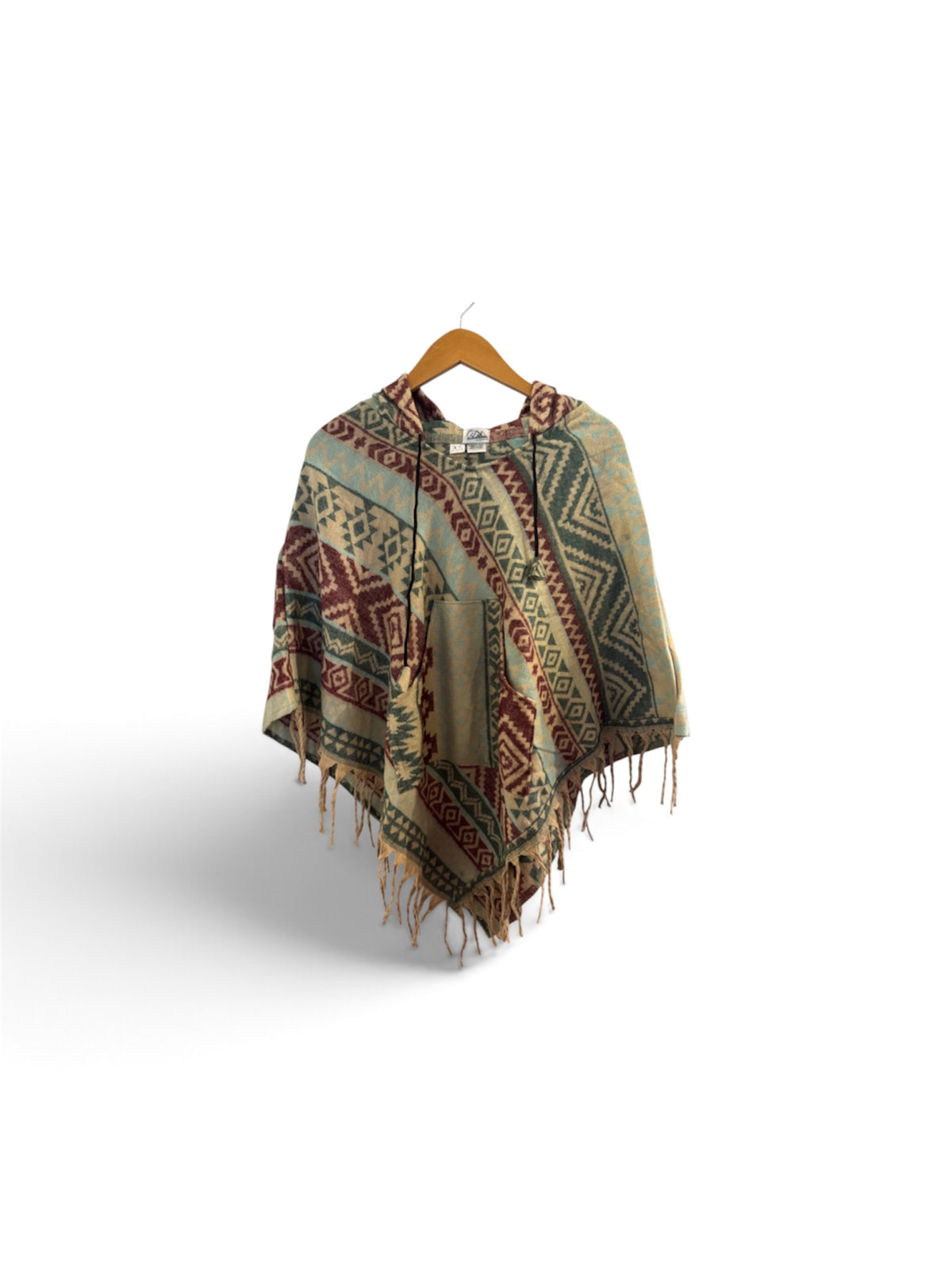 Short Blanket Poncho (Kids 8-Adult S)-Kimonos, Cardigans & Wraps-Alaskiwear-Red/Cream/Blue-Bottoms Up Boutique