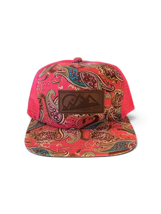 AlaskiWear Adult Trucker - Paisley-Hat-Alaskiwear-Pink w/ Mesh-Bottoms Up Boutique