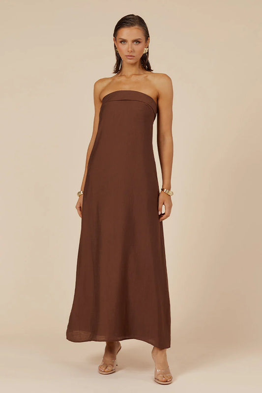 Saphira Chocolate Maxi Dress-Dresses-Bottoms Up Boutique-Anchorage AK
