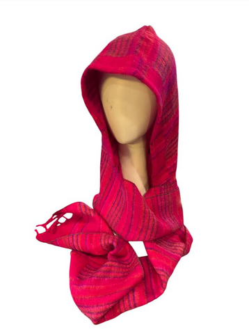 Alaski Hooded Scarf Magenta/Purple/Mustard Stripe