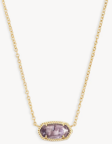 Elisa Gold Pendant Necklace in Amethyst