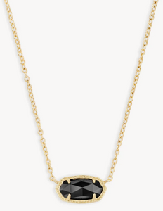 Elisa Gold Pendant Necklace in Black Opaque Glass