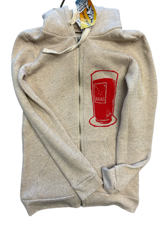 AK Pint Zip-Up Oatmeal-Hoodies-Bottoms Up Boutique-Anchorage AK