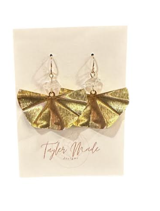 Gold Fan Drop Earrings