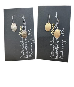 Brass & Sterling Silver Oval Earrings