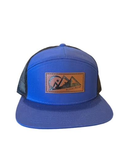 Adult Trucker - Seven Panel Hat-Hat-Blue/Black Mesh-Bottoms Up Boutique-Anchorage AK