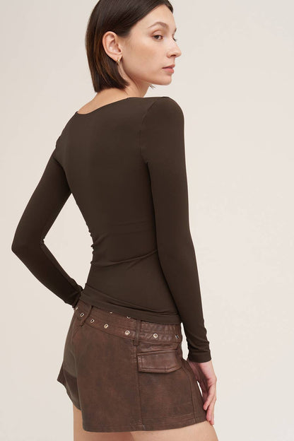 O/S Square Neck Long Sleeve Top-Shirts & Tops-NIKIBIKI-Bottoms Up Boutique