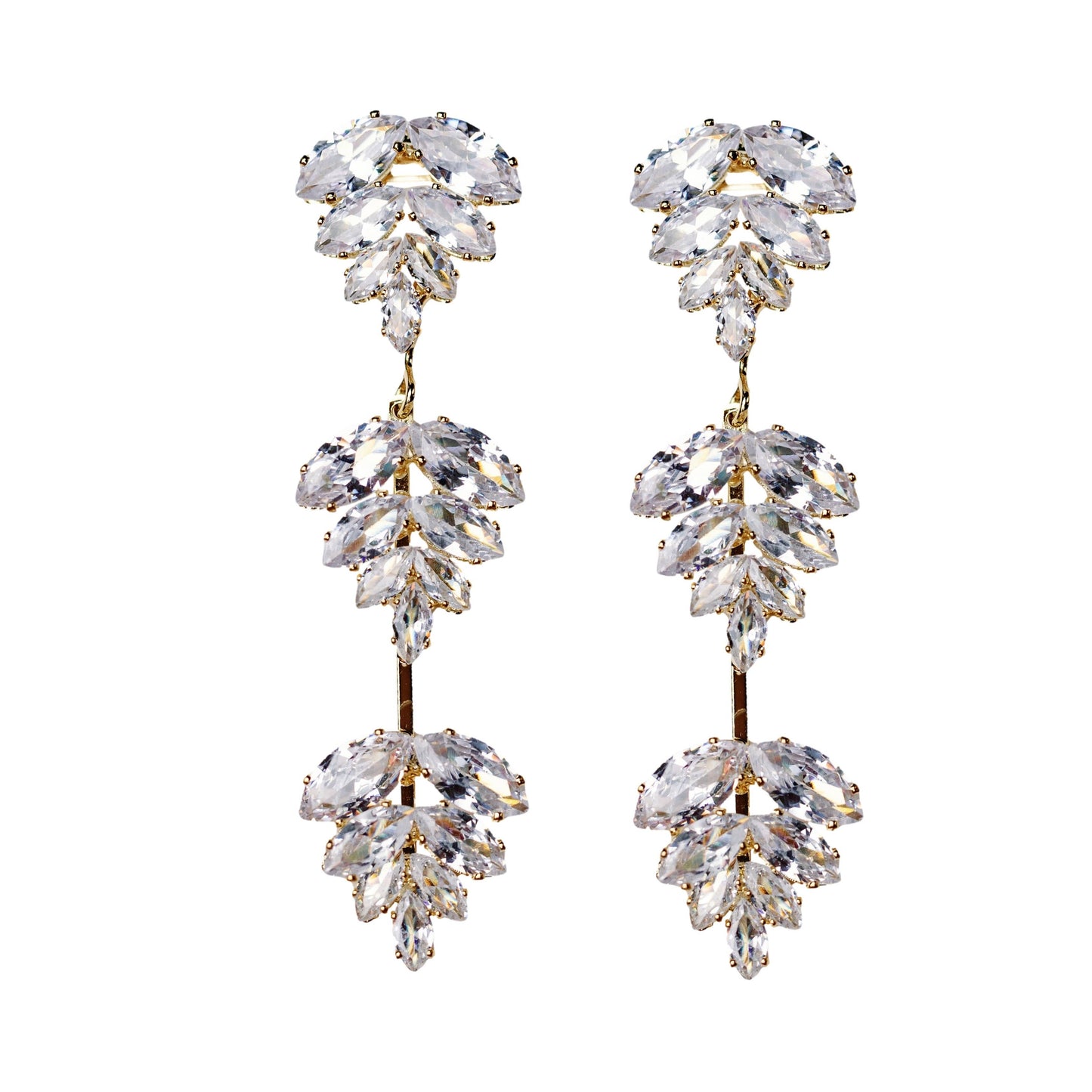 Gold Palm Diamond Earrings