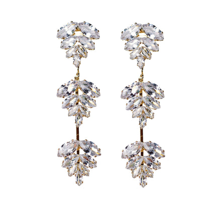 Gold Palm Diamond Earrings