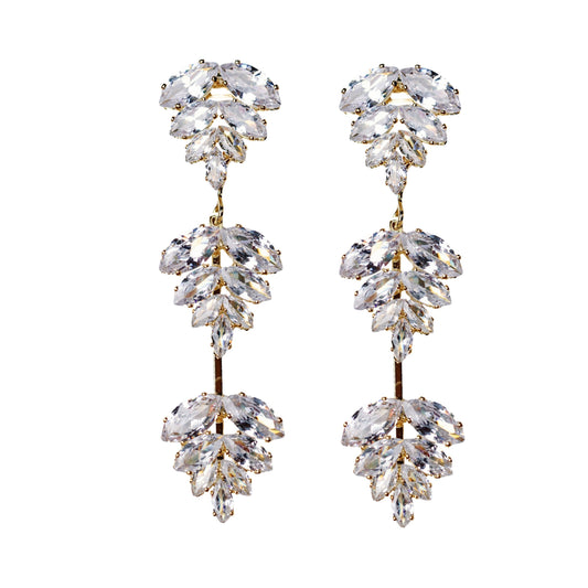 Gold Palm Diamond Earrings