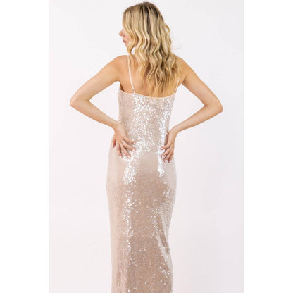 Vintage Clear Sequin Maxi Dress