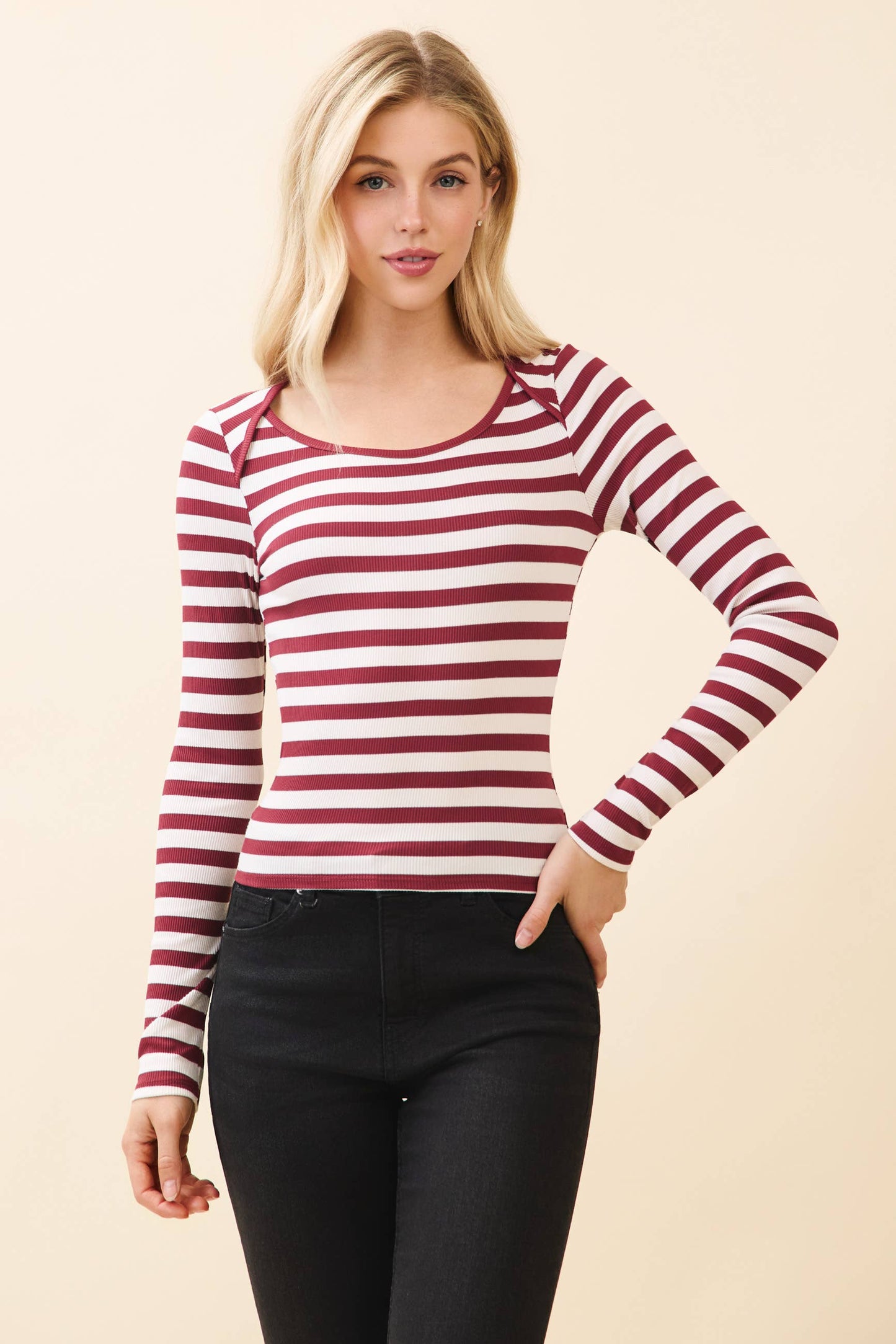 Garnet Rust Striped Top